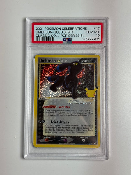 Umbreon Gold Star 17 Classic Collection PSA 10