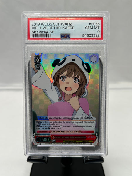 Psa 10 Girl Who Loves Her Big Brother, Kaede Azusagawa E055 Weiss Schwarz