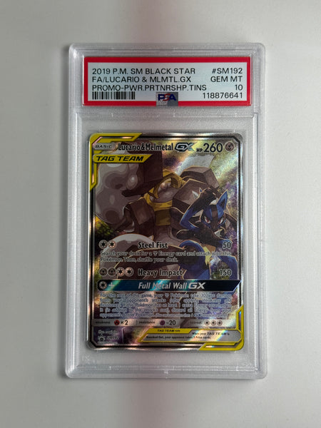 Lucario & Melmetal GX SM192 Partnership Tins PSA 10