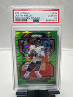 2021 Panini Prizm Football Justin Fields Neon Green Pulsar PSA 10