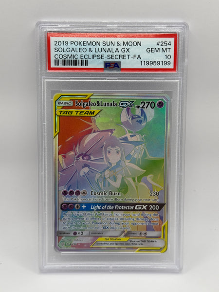Solgaleo & Lunala GX 254 Cosmic Eclipse PSA 10