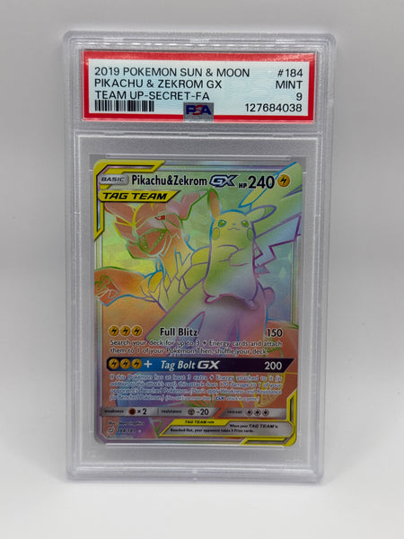 Pikachu & Zekrom GX 184 Team Up PSA 9