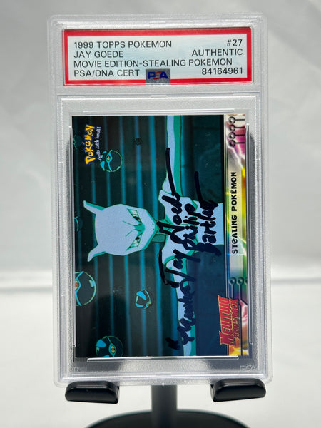 Pokemon Topps Movie Mewtwo 27 signed by Jay Goede PSA Authentic
