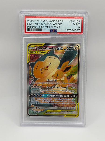 Eevee & Snorlax GX SM169 SM Promo PSA 9