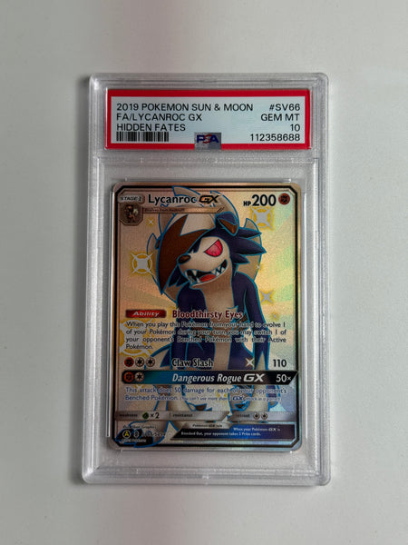 Lycanroc GX SV66 Hidden Fates PSA 10