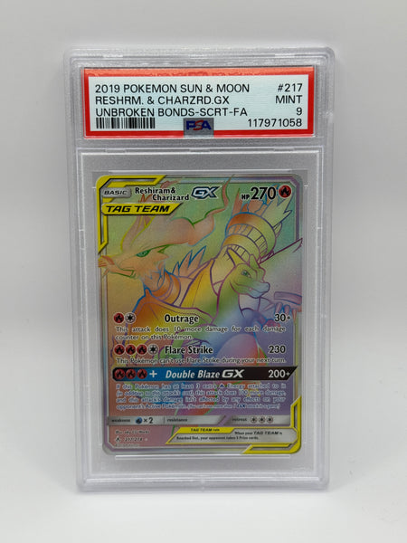 Reshiram & Charizard GX 217 Unbroken Bonds PSA 9