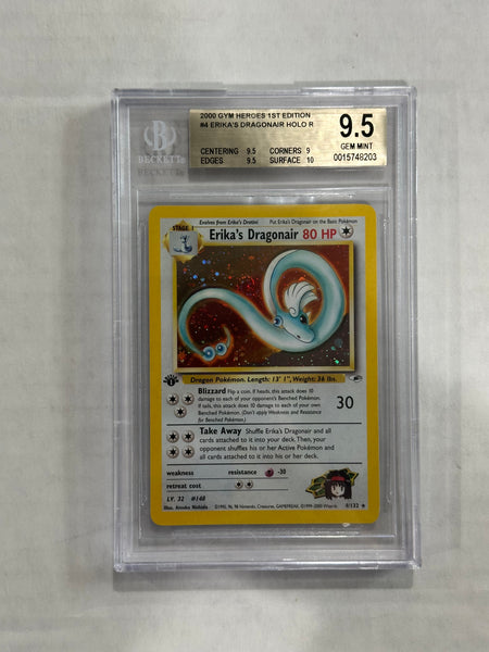 BGS 9.5 Pokemon Erika’s Dragonair 4 1st Edition Gym Heroes