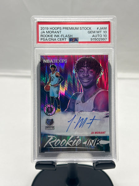 PSA 10 2019 Hoops Premium Stock Ja Morant Rookie Ink Flash