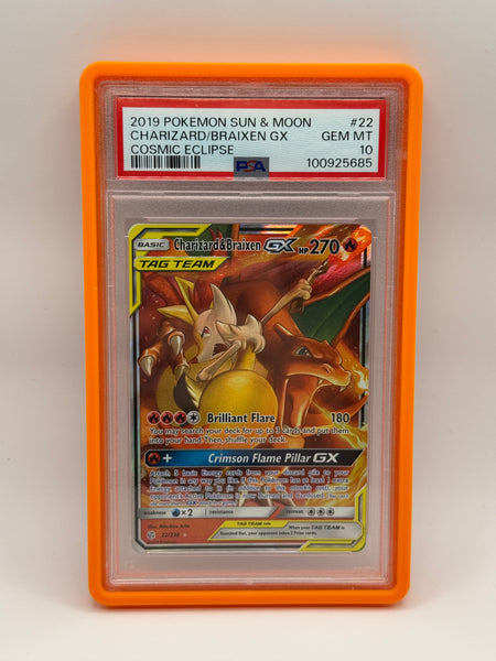 Charizard & Braixen GC 22 Cosmic Eclipse PSA 10