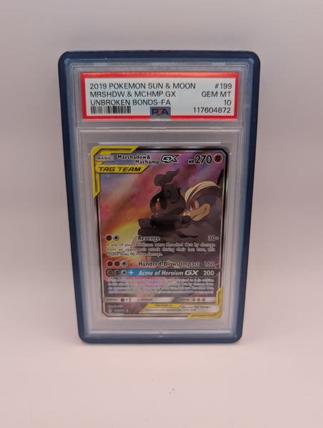 Marshadow & Machamp GX 199 Unbroken Bonds PSA 10