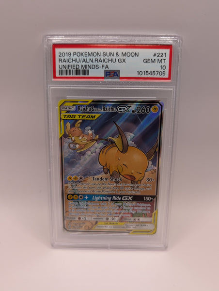 Raichu & Alolan Raichu GX 221 Unified Minds PSA 10
