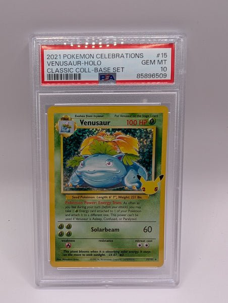 Venusaur Holo 15 Celebrations Classic Collection PSA 10